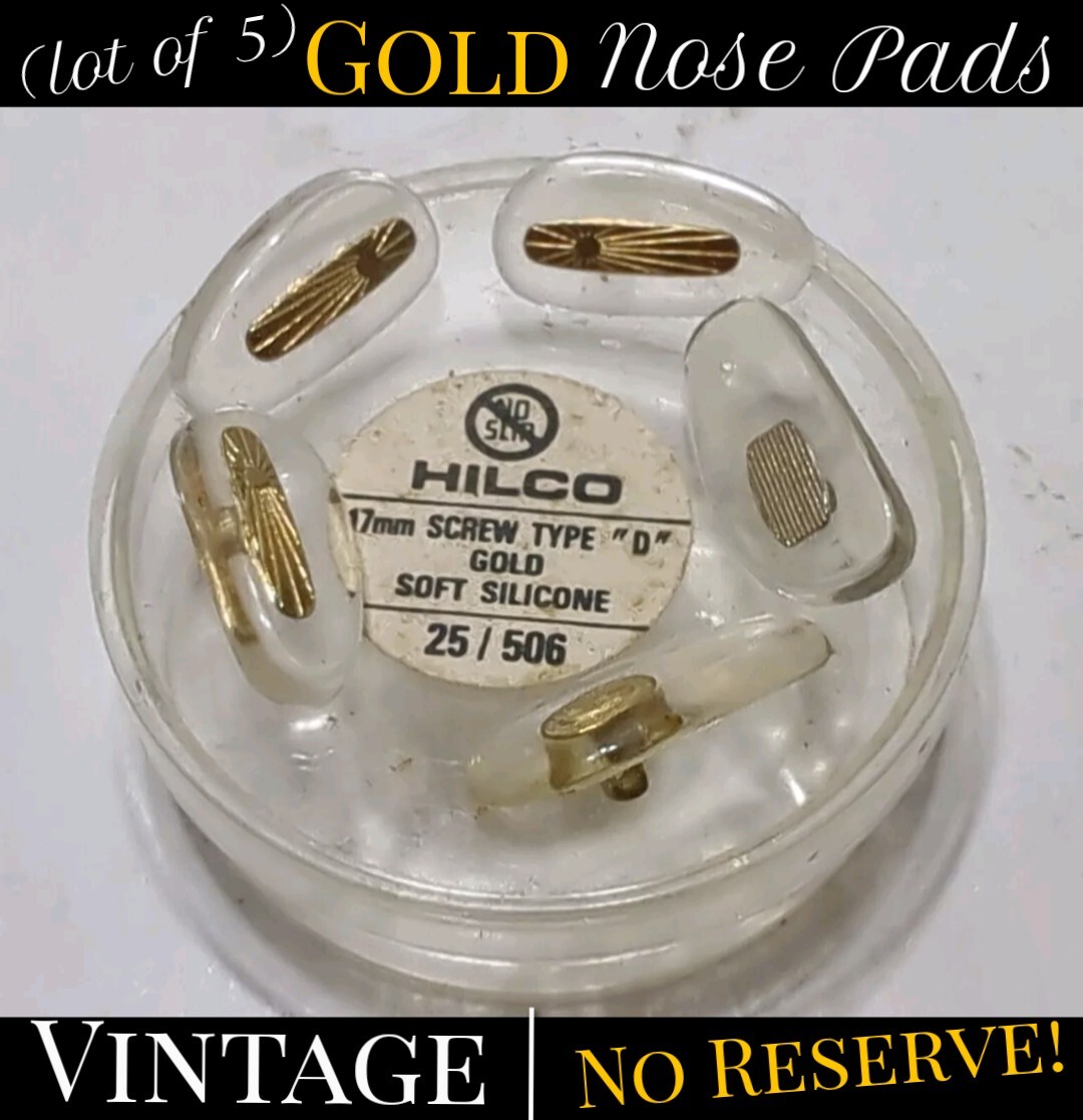 ✨VINTAGE✨ (Lot Of 4) HILCO Nose Pads – 17mm Screw Type “D” GOLD ? Soft Silicone