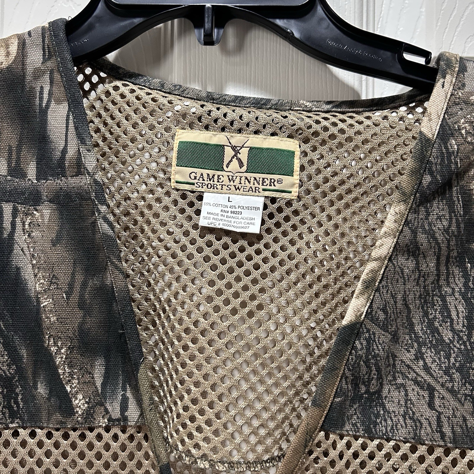 Game Winner Sportswear camouflage print mesh hunting vest Zip Front Pockets Lg