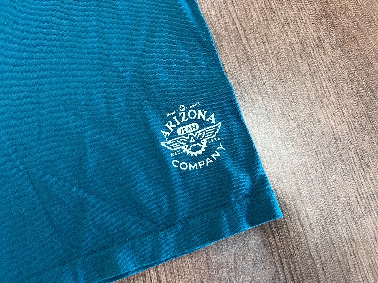 ARIZONA JEAN CO T SHIRT VINTAGE DEADSTOCK Y2K L OVERSIZED DARK TEAL BLUE NEW NOS