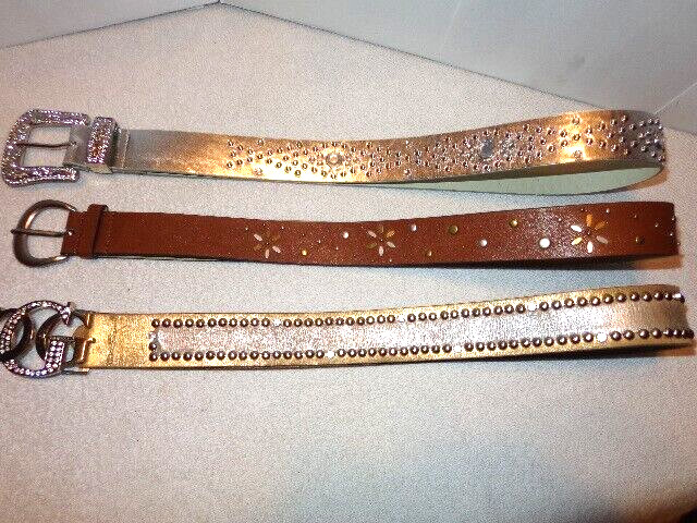 3 VINTAGE LADIES LEATHER WESTERN STYLE BELTS – SIZE 33 – 37 INCH WAIST # L 114