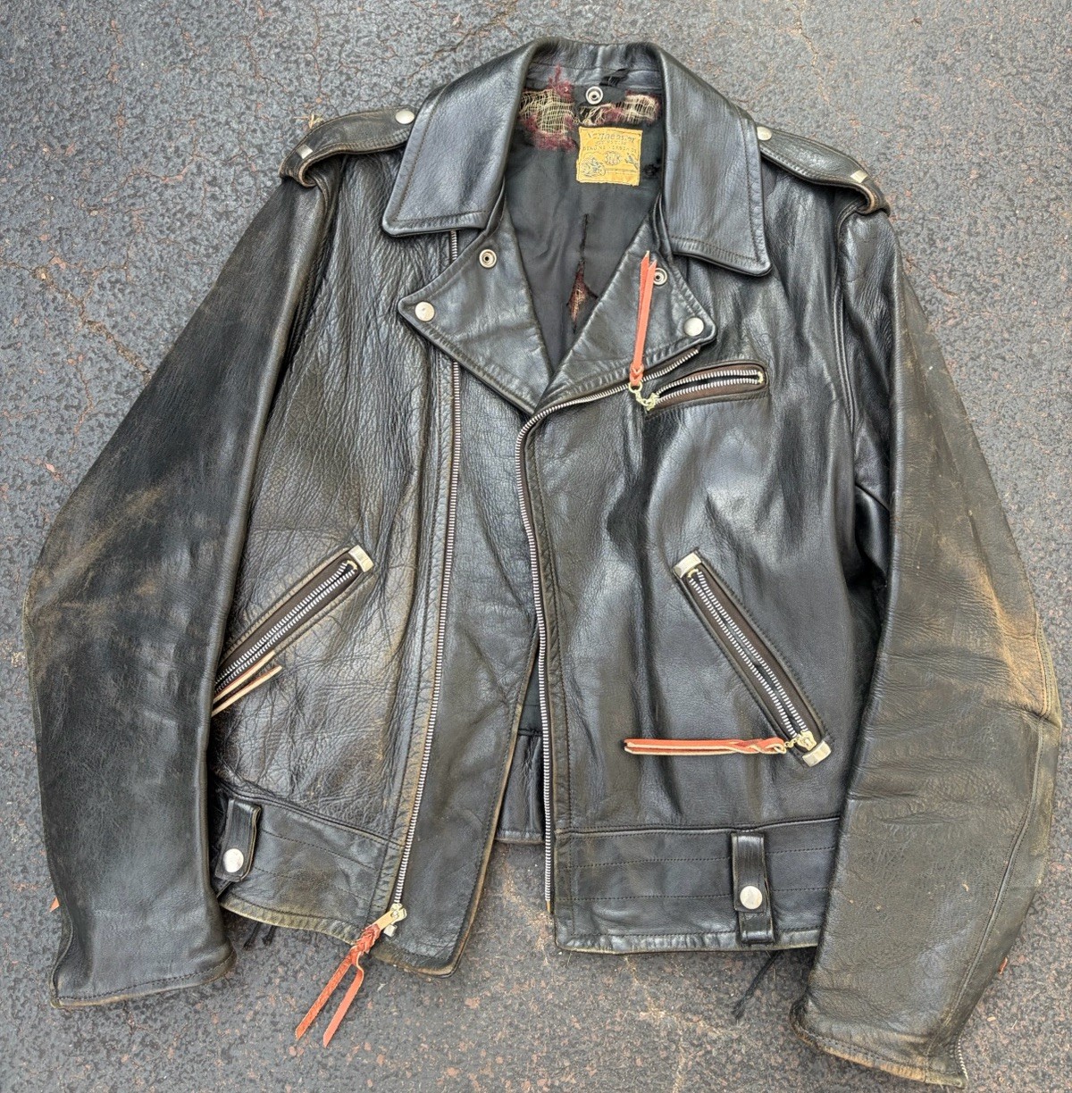 VTG Northeaster Flying Togs Beck Horsehide Moto Jacket Tasseled Zippers See Pics