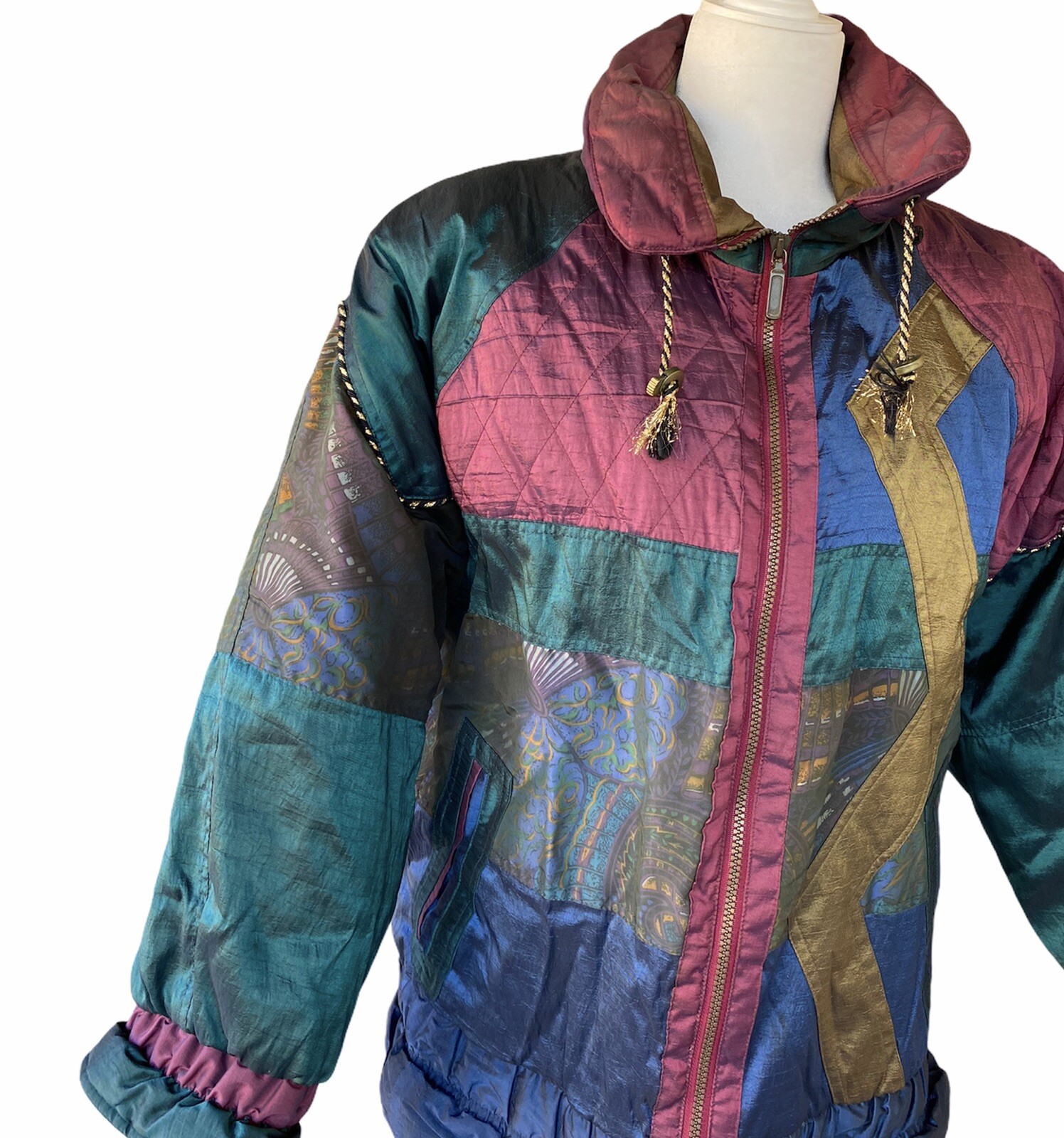 Vtg Women’s Metallic Patchwork Jacket Coat Size Medium 80s 90s Iconic OG
