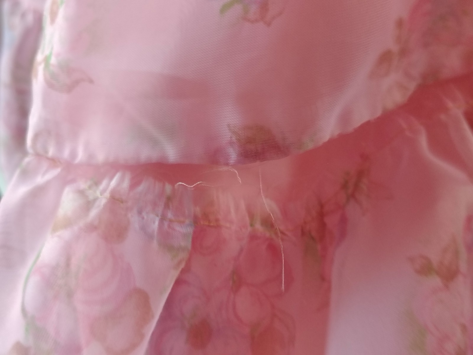 Vintage Hand Made Pink Floral Dress With Ribbon And Lace Details