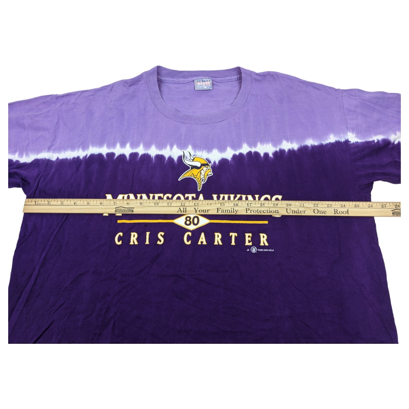 Minnesota Vikings Chris Carter Vintage Y2K Purple Tie Dye Shirt Mens XXL