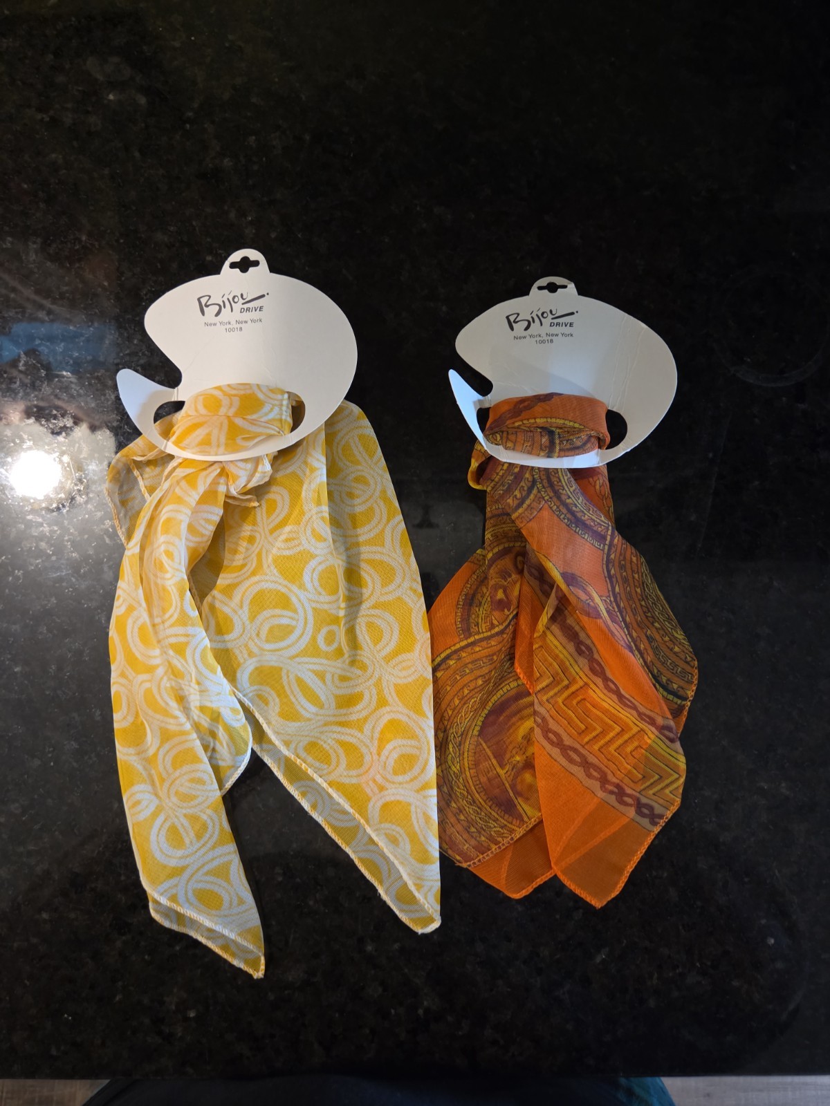 Lot of 2 Vintage 70s Scarf Palette by Bijou NWT Yellow Orange Mod Baroque Retro