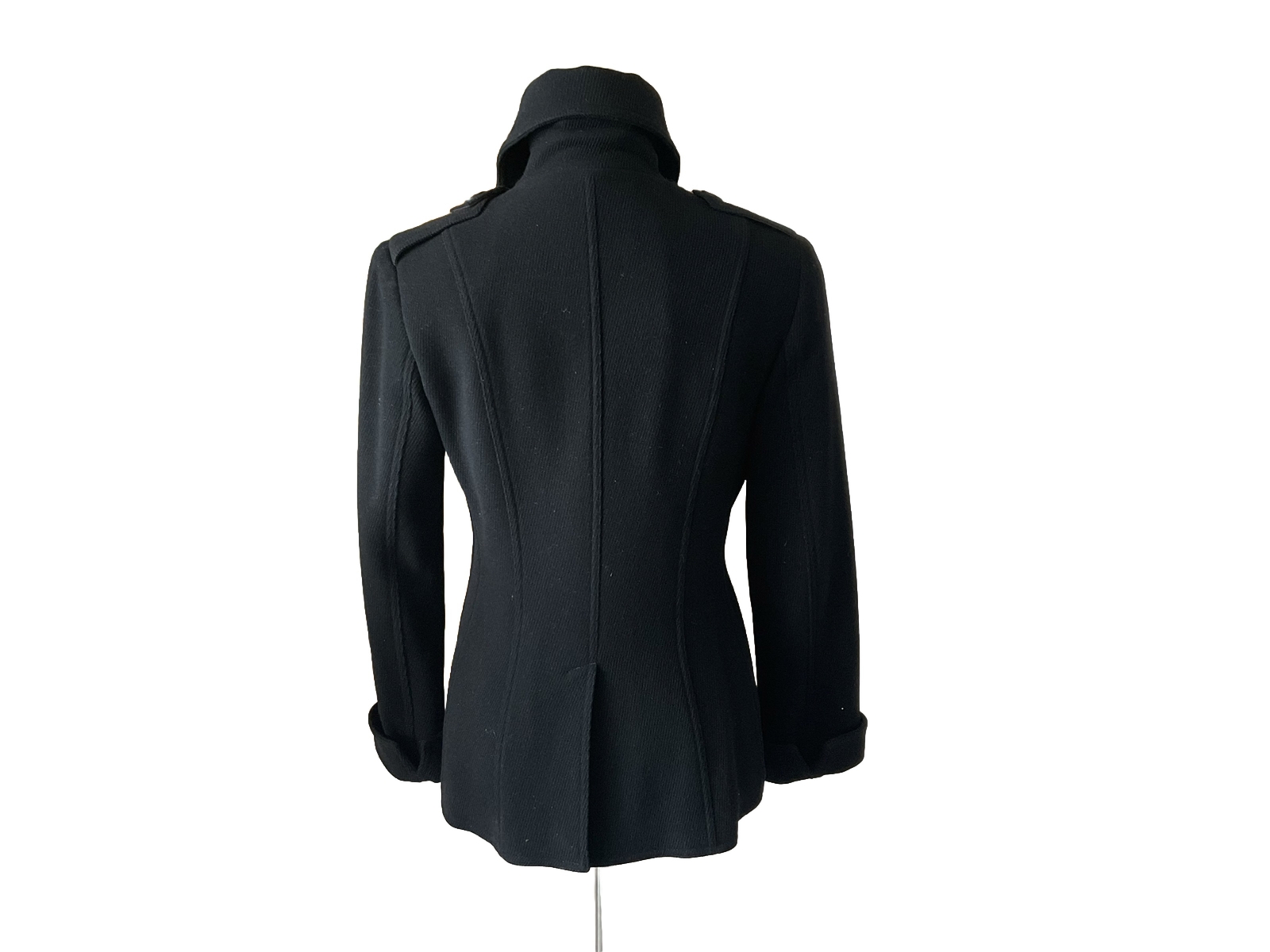 MOSCHINO JEANS Military Style Black Cashmere+Wool Lined High Collar Peacoat 8