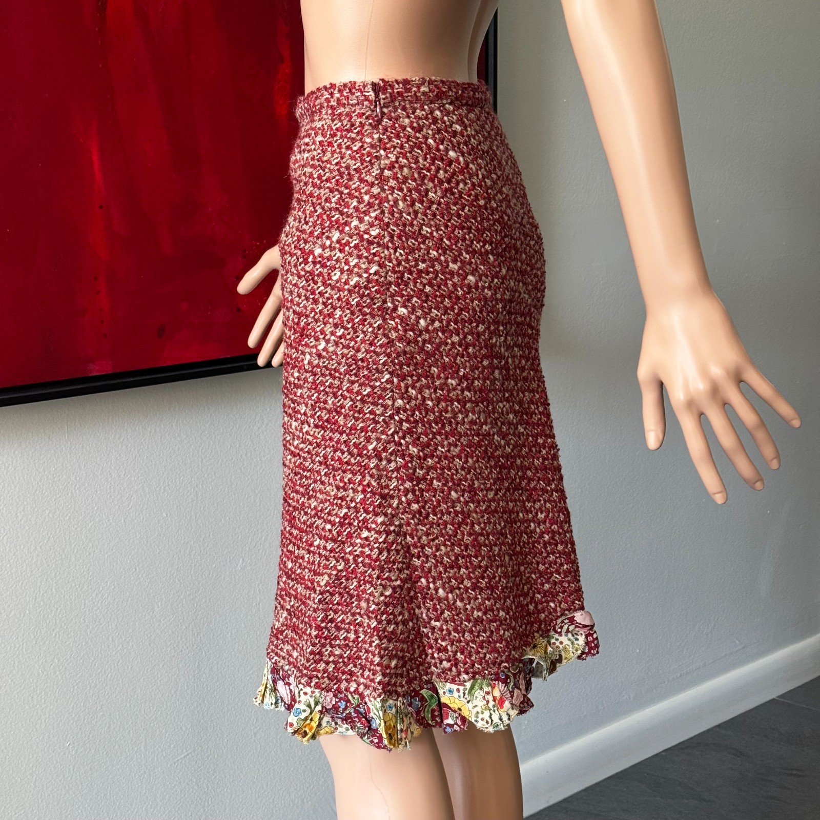 MOSCHINO CHEAP AND CHIC tweed wool & mohair asymmetrical skirt size 38
