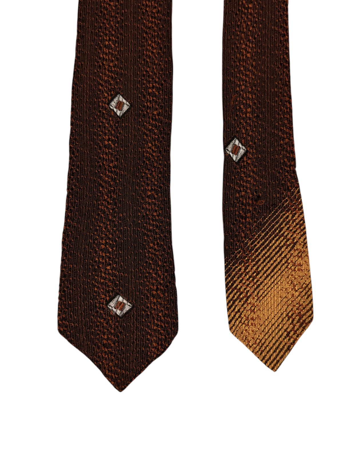 Vintage 1950s Skinny Necktie Slim 2″ Narrow Tie Brown / Gold Minimalist Modern