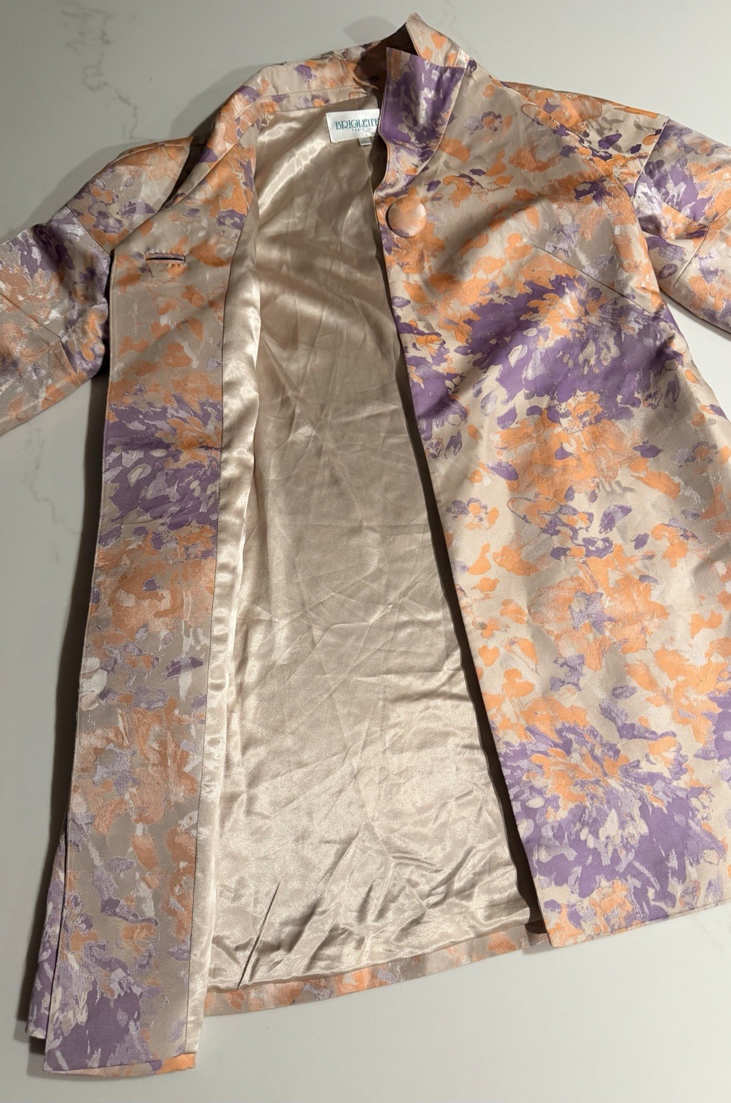 Briolette Paris Silk Brocade Trapeze Opera Coat Swing Jacket Couture Vintage S