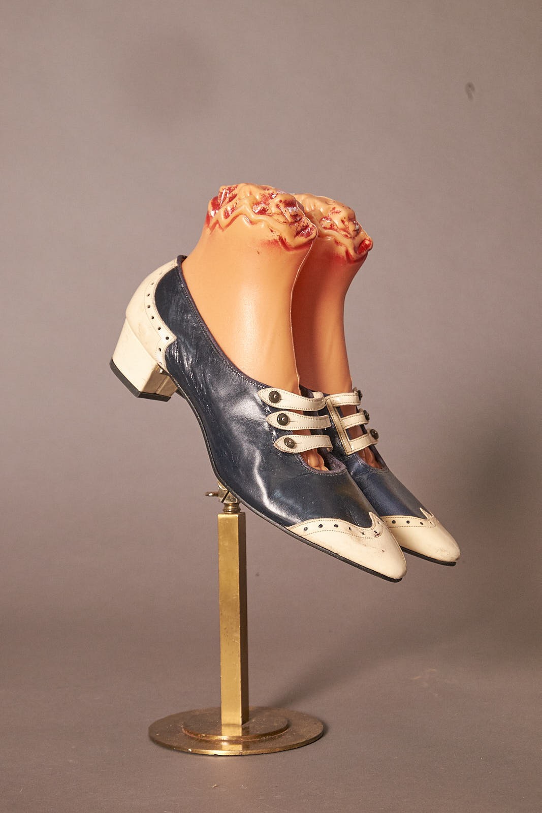 1960s Navy and White Oxford Wingtip Saddle Shoes Heels