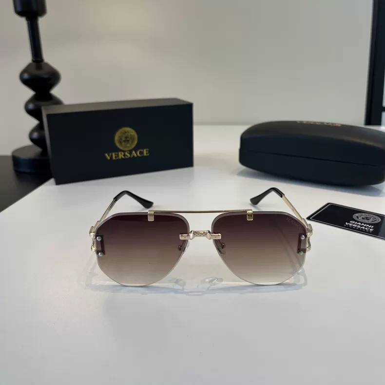 Versace Classic Aviator Frameless Men’s Gold Fashion Sunglasses New
