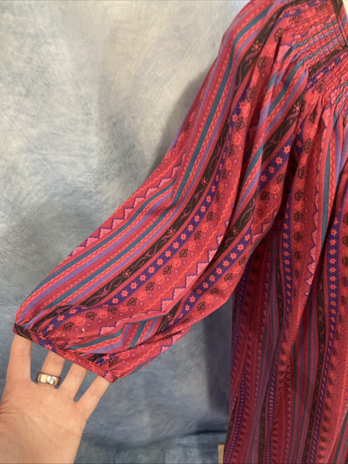 VTG 70s Donna Richard Gilligan O’Malley Maxi Dress Muumuu Caftan Pink Boho L