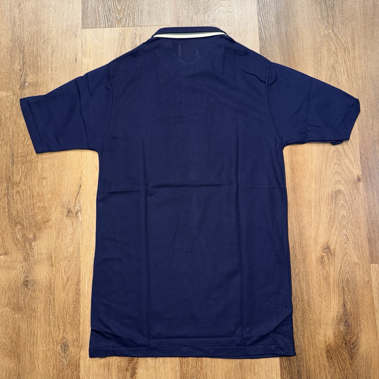 NOS Saxton Polo Shirt Mens Medium Tall Vintage 70s Disco MCM Mod Deadstock Navy