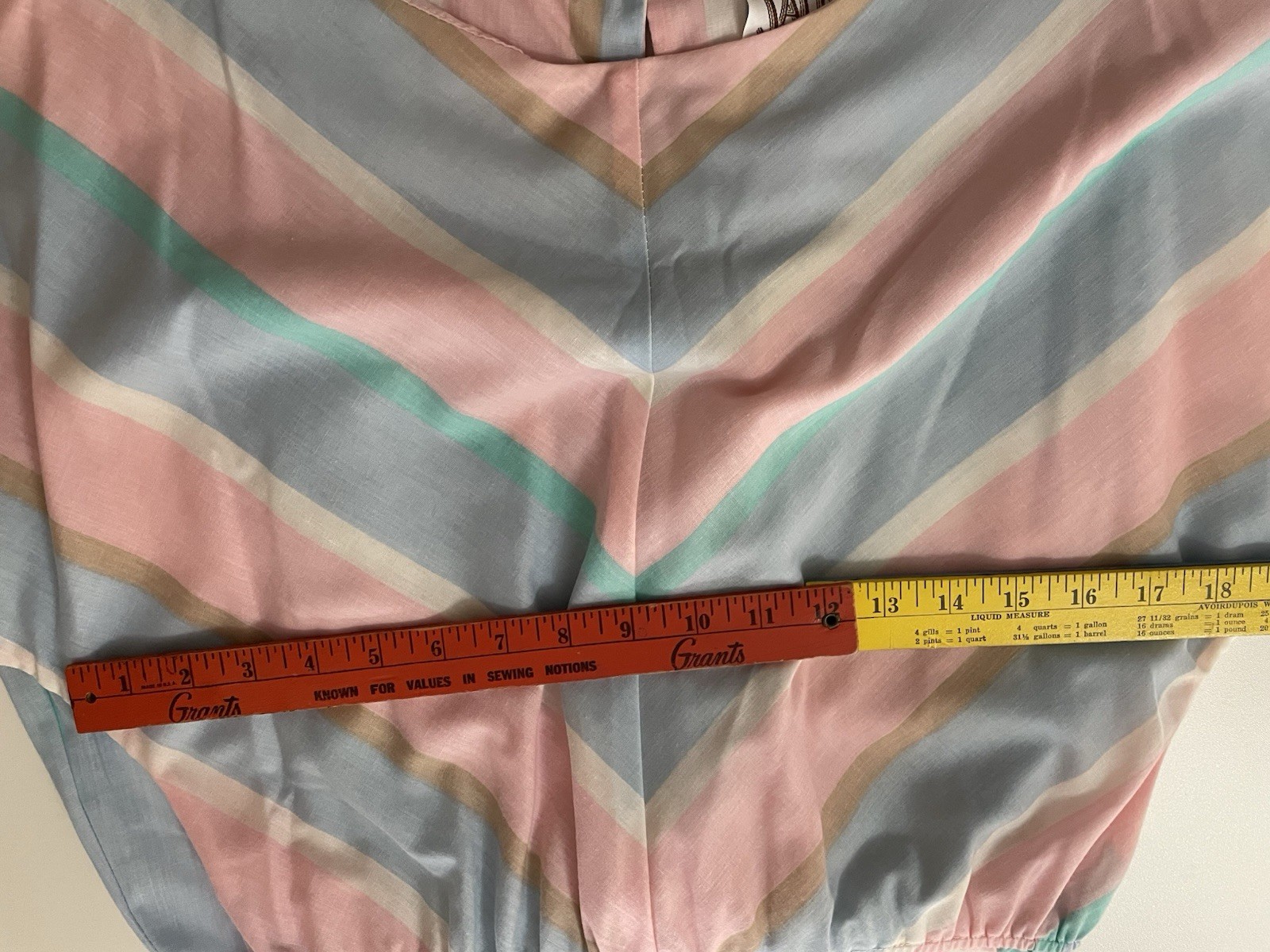 VTG Retro 1980s Pastel Chevron Striped Blouson Midi Cotton Shirt Dress md/lg