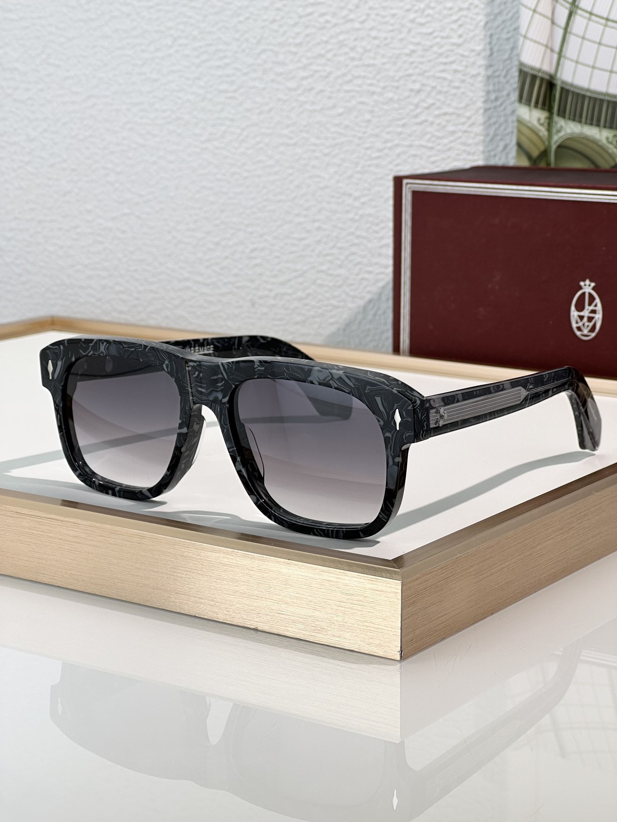 Unisex YVES JMM Square Sunglasses Clear Frame Gray Lenses JMM