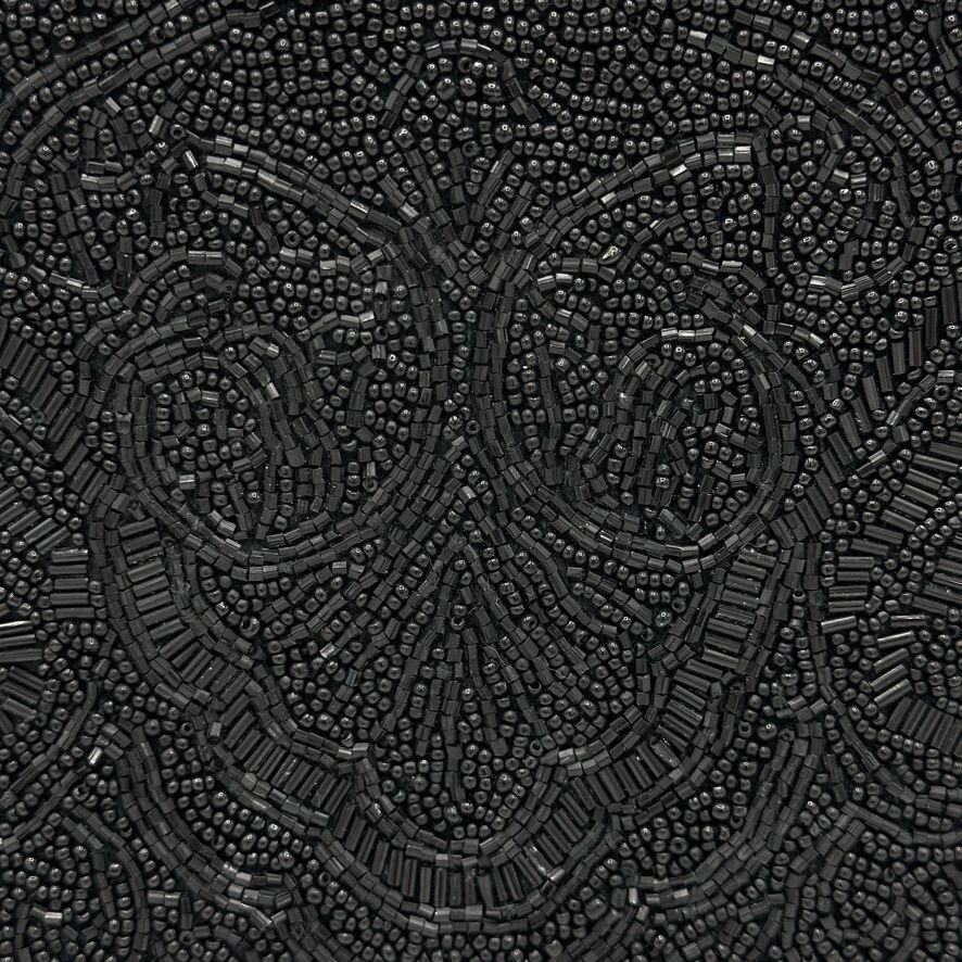 Vintage Hastings & Smith Black Beaded Clutch Purse With Strap 9″x6″x0.5″