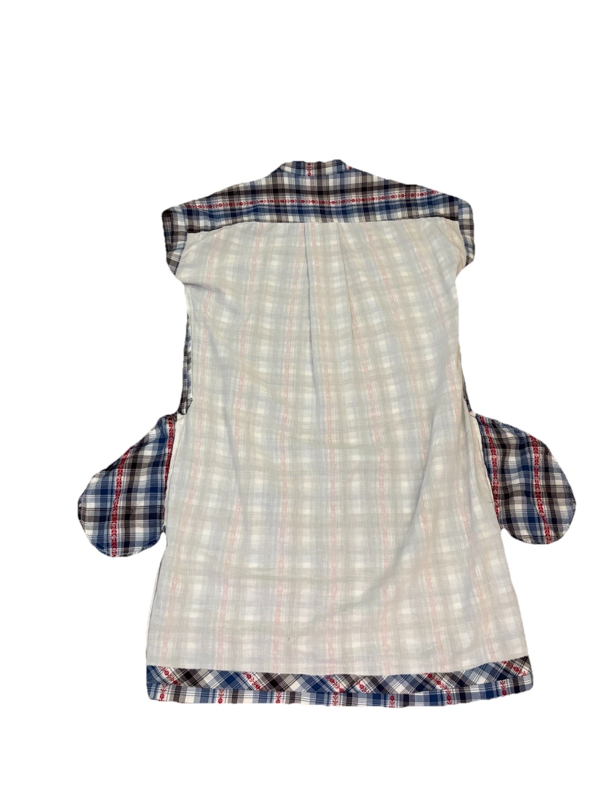 VTG Handmade Plaid Cross Stitch Embroidered Shift Dress House Dress Size MED