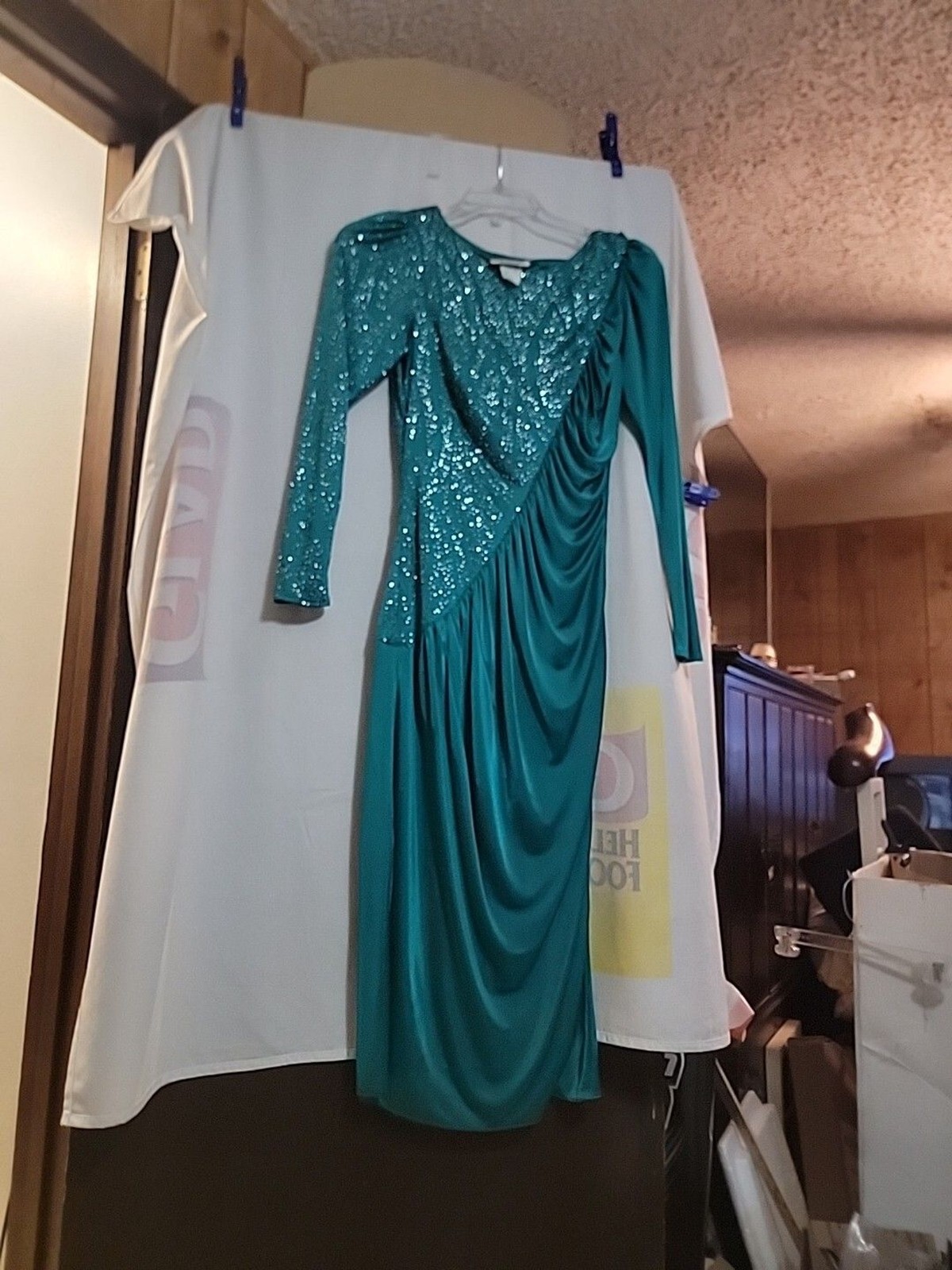 New Leaf by Samir Vintage Party Prom Formal Dress Size 11/12 Padded Shoulders