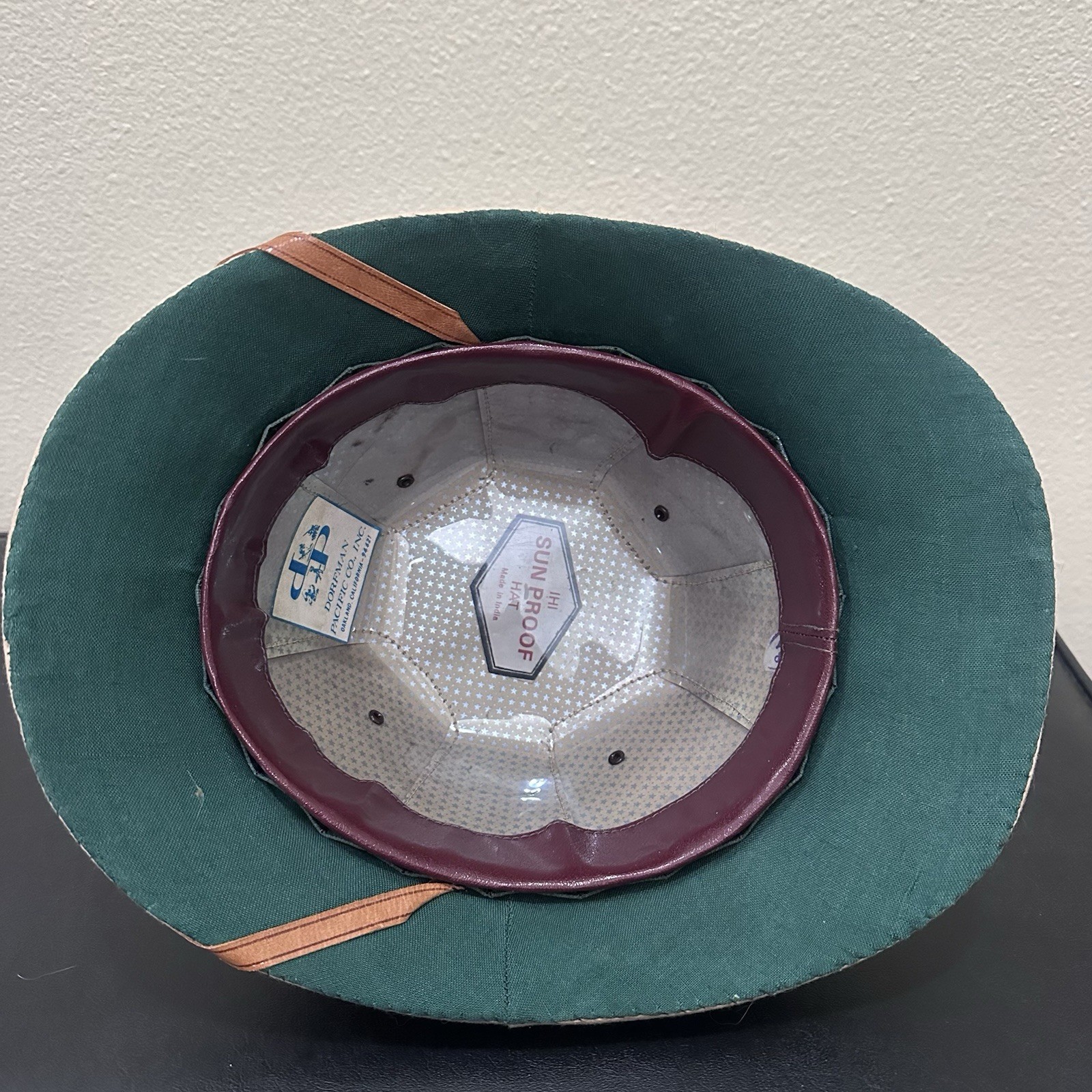 VTG Dorfman Pacific IHI Sun Proof Safari Hat Pith Helmet Khaki Made India 7-3/8