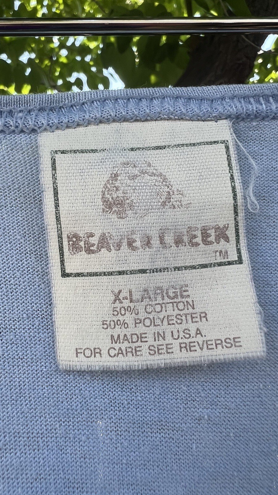 Vintage 80s 90s Beaver Creek Baby Blue Mens Tank Top Muscle Shirt 50/50 Blank