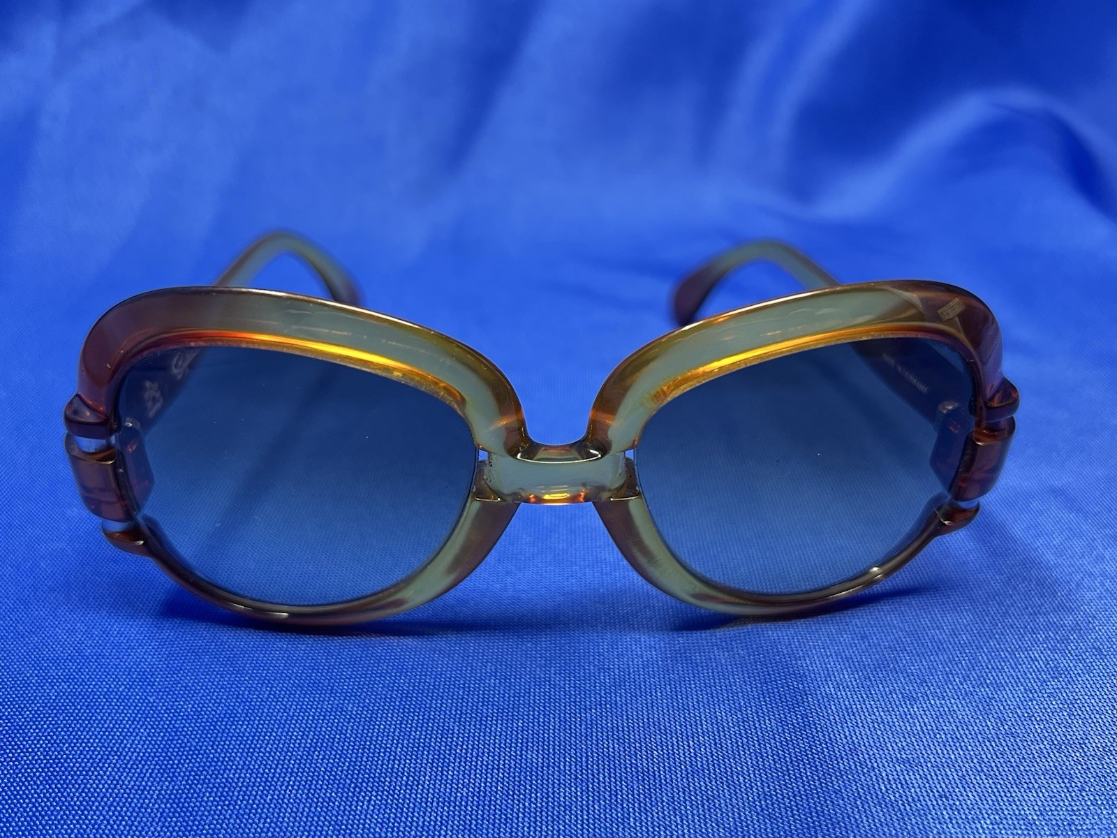 1980s VTG Saphira 4013 Translucent Amber Optyl Sunglasses GERMANY US SELLER READ