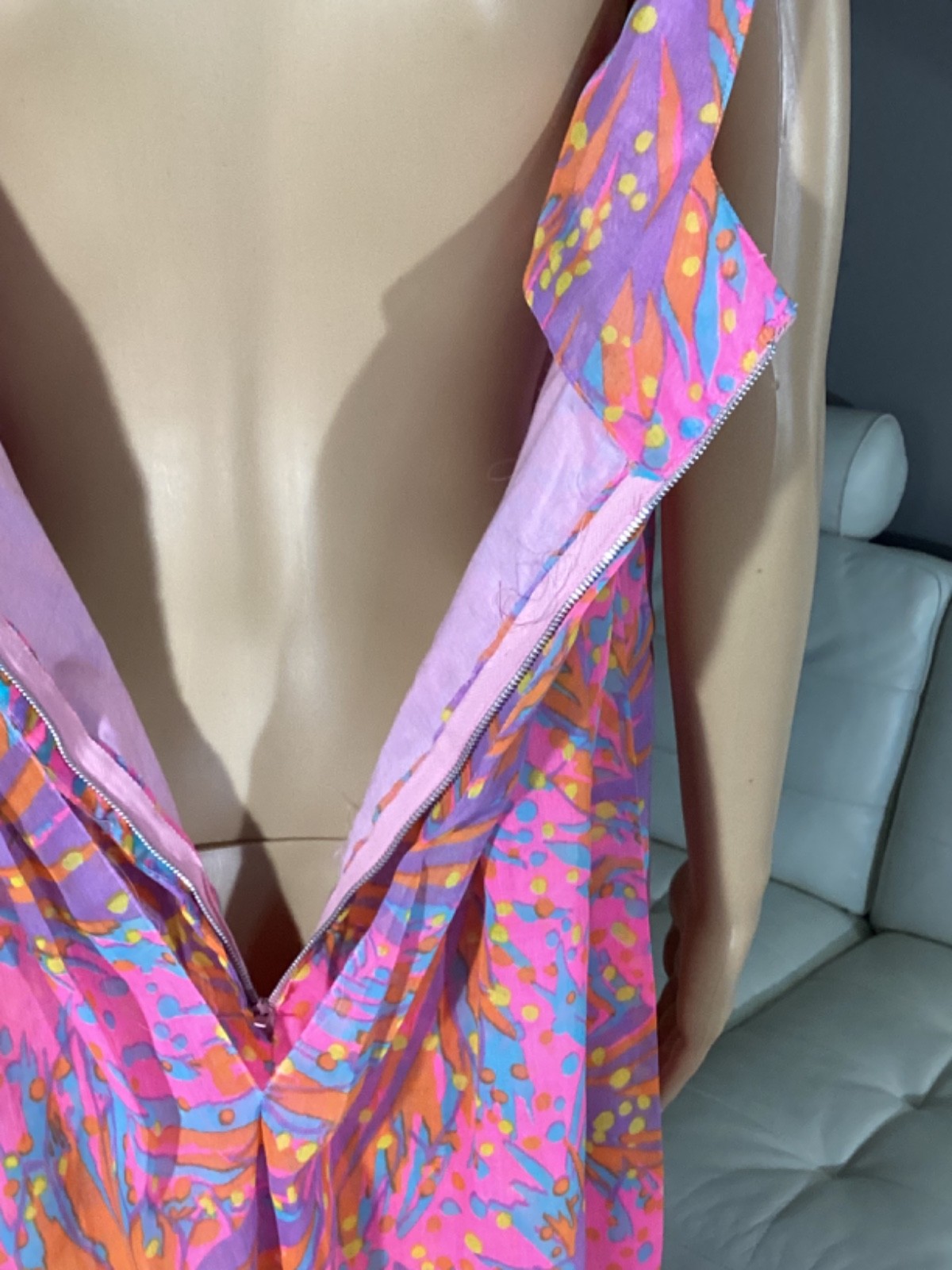 Vintage 1960s Bright Psychedelic Multi Color Shift Dress Bows Mod Women’s M