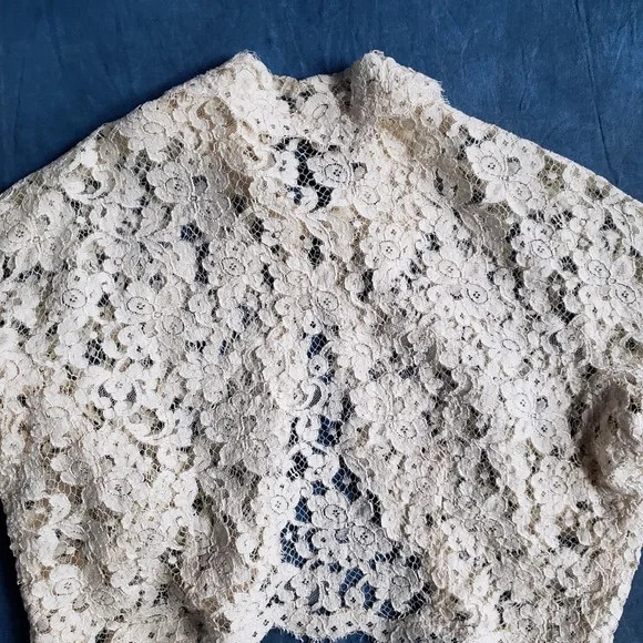 Off White Antique Lace Bed Jacket M
