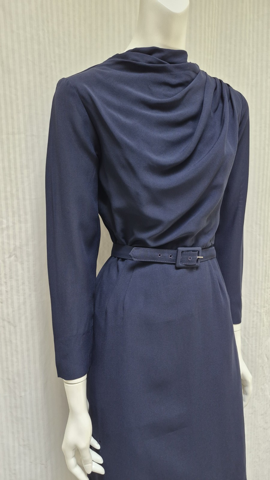 NWT Vintage 1960s SEARS FASHIONS Blue Wiggle Dress with Belt – Size S *READ*