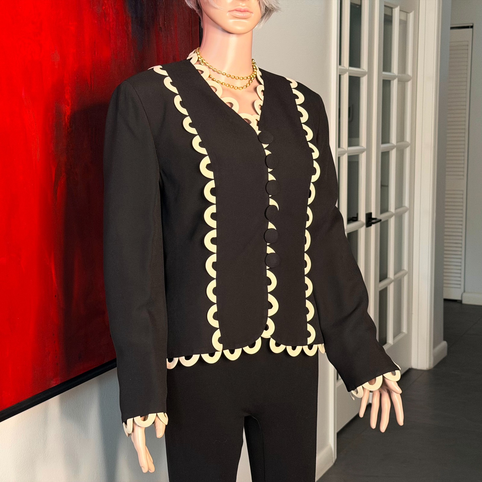 MOSCHINO Cheap and Chic black scallop six-button blazer size 44 from F/W 1992/93