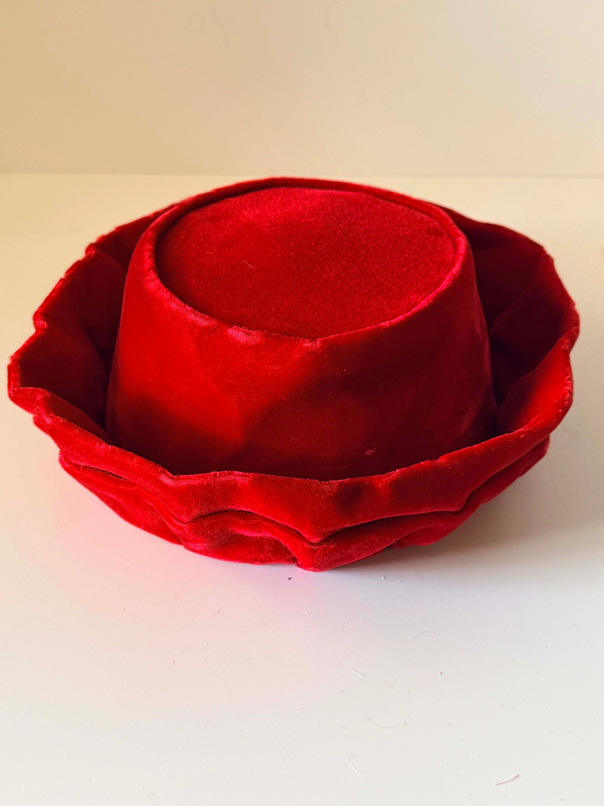 Vintage Red Velvet Brimmed Pillbox Hat 1960s Sculptural Cocktail Hat | Women’s