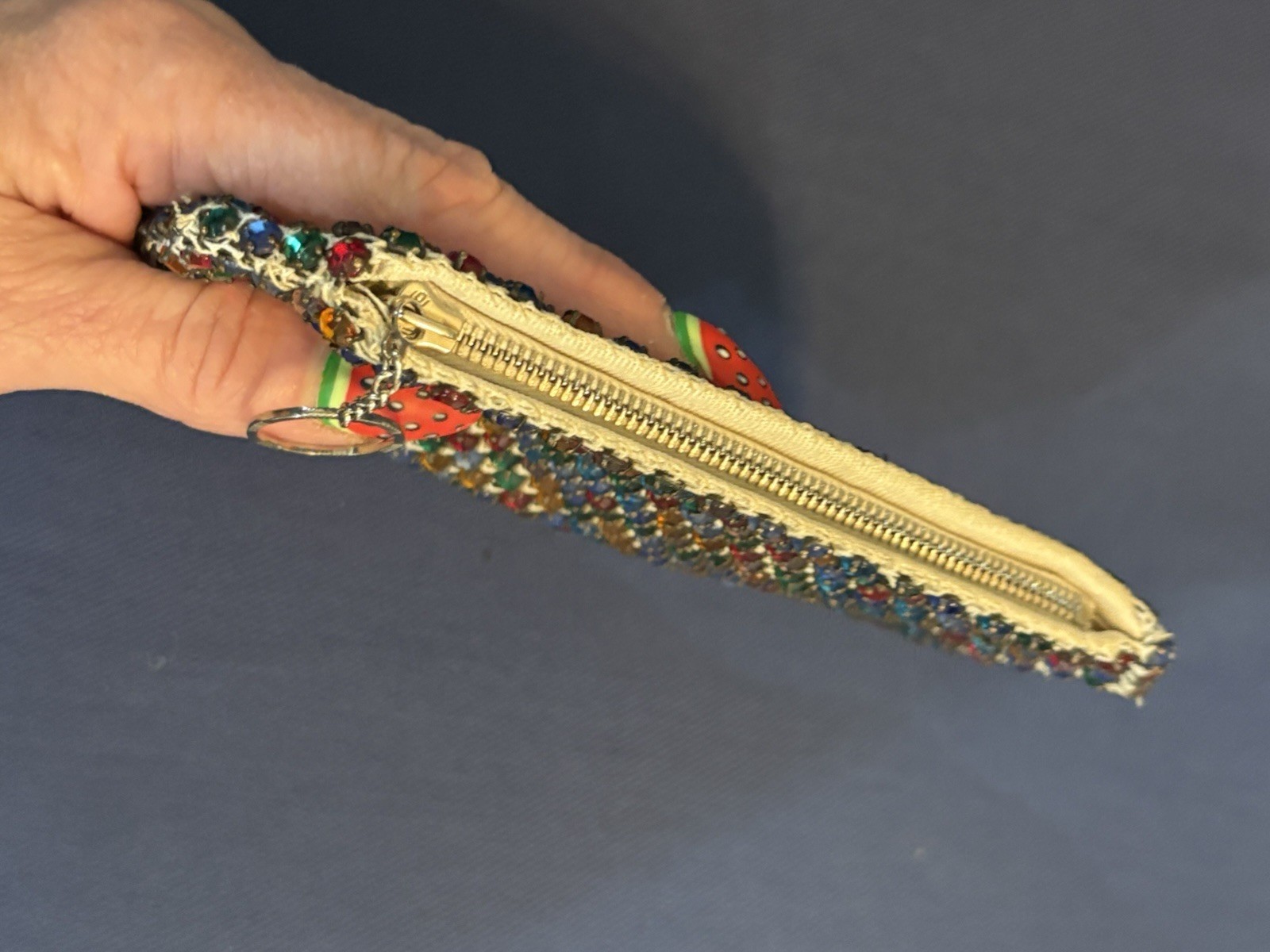 Antique Vintage Made In Czechoslovakia Rhinestone Encrusted Zip Clutch Czech