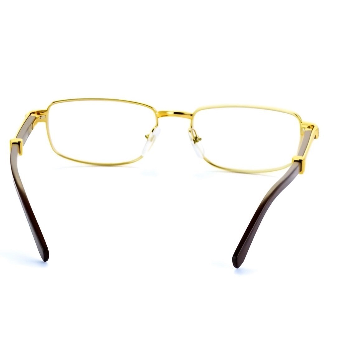 Gold Frame Glasses Wood Temple Women Designer Style Fashion Eyeglasses Gafas New