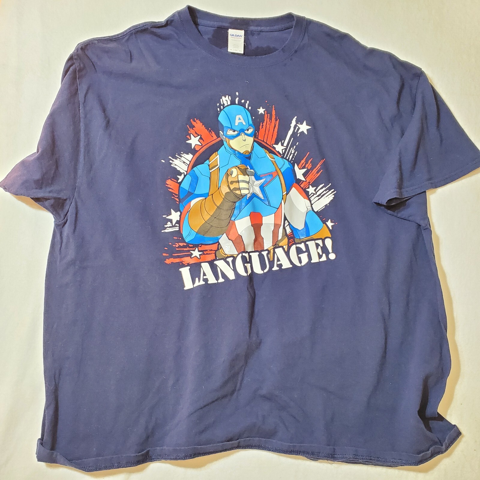 Vintage Captain America T-shirt sz 3XL “LANGUAGE ” MINT CONDITION BANGIN COLOR!