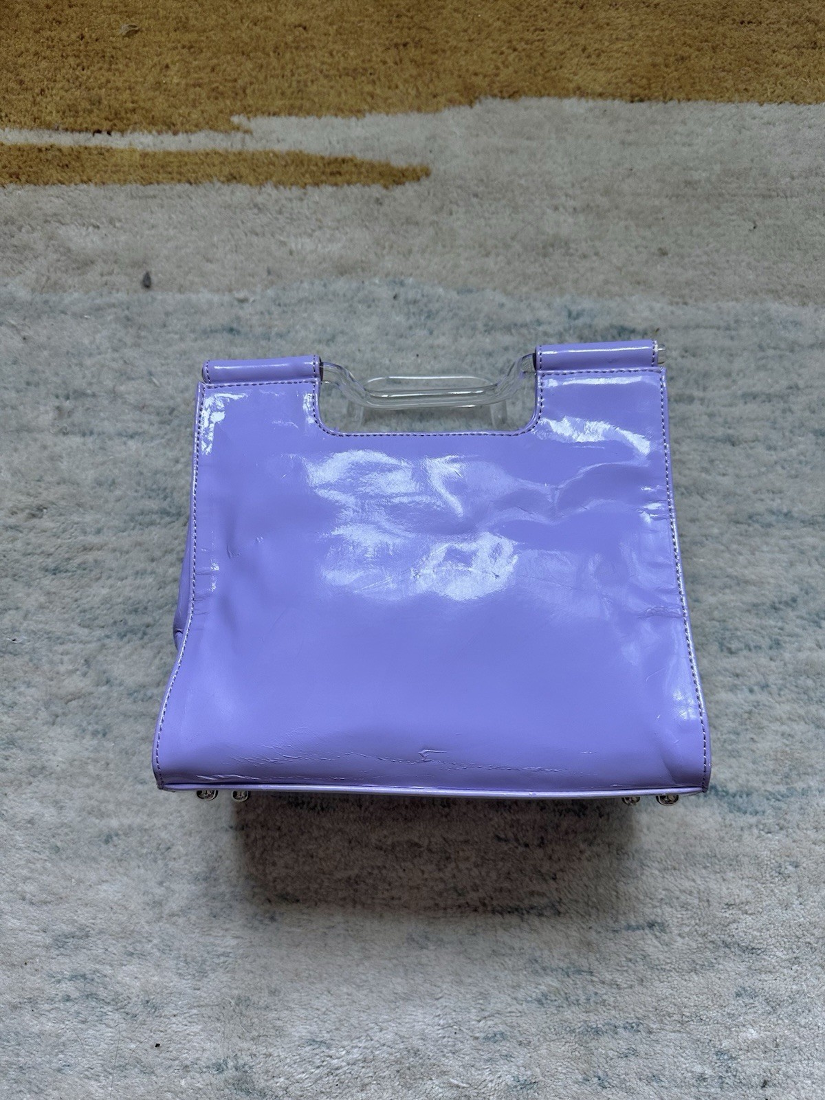 Rare Vintage Courreges Acrylic Clear Top Handle Periwinkle Purple Purse Logo