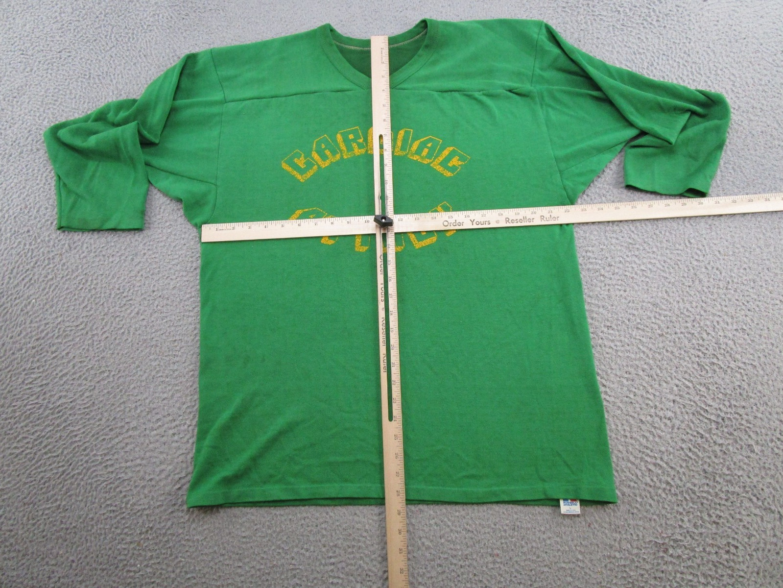 Vintage 70s Russel Athletic 3/4 Sleeve Jersey Shirt Size L Cardiac Attack Read