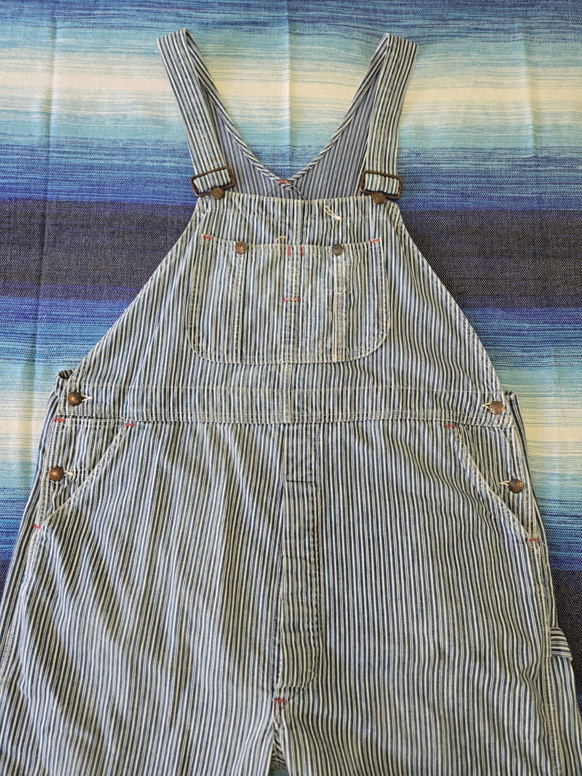 VTG 1970s Penneys Big Mac SquareBak Liberty Stripe Sanforized Overalls, 46×29