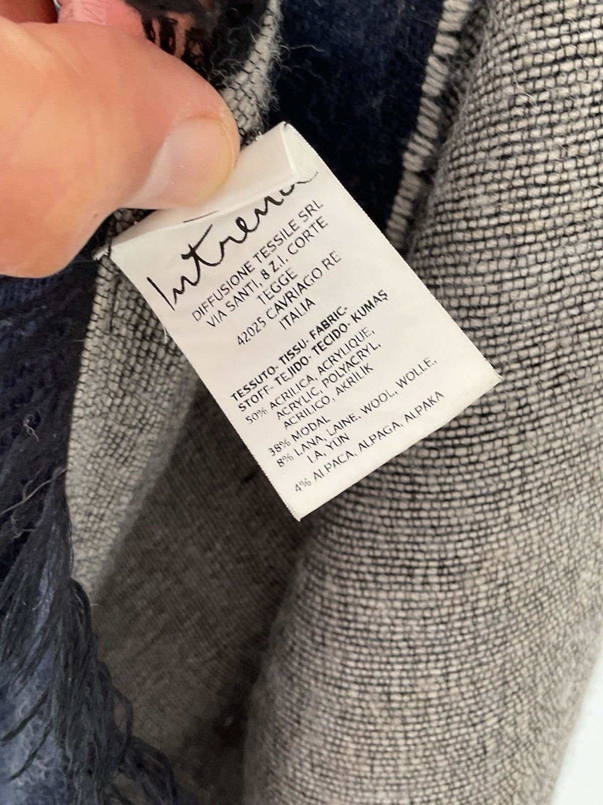 INTREND unisex Double Faced Scarf In Navy Blue & Gray 79″/23″ IN EXCELLENT COND