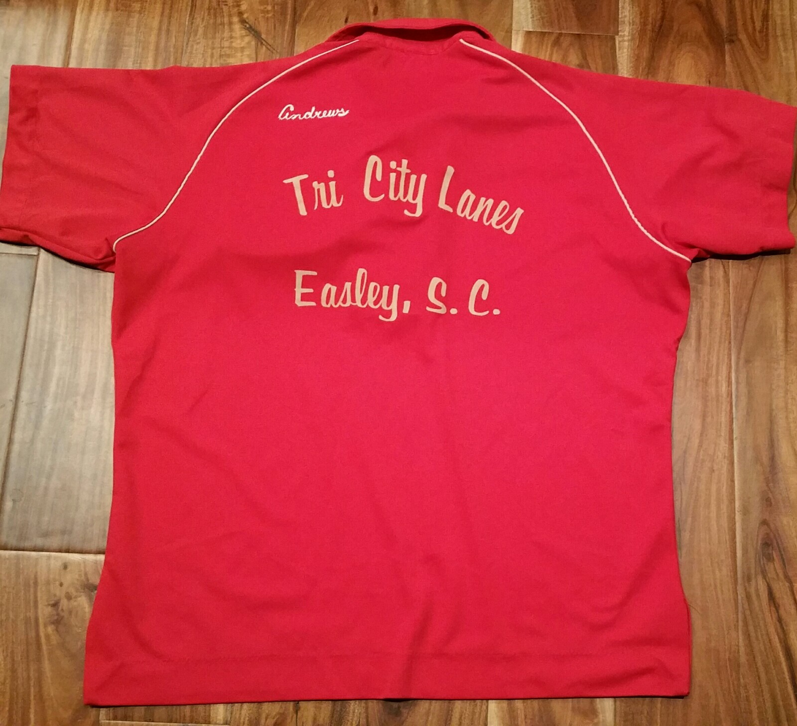 Bowling Shirt King Louie Vtg 70s Tri City Lanes Easley South Carolina Men Large