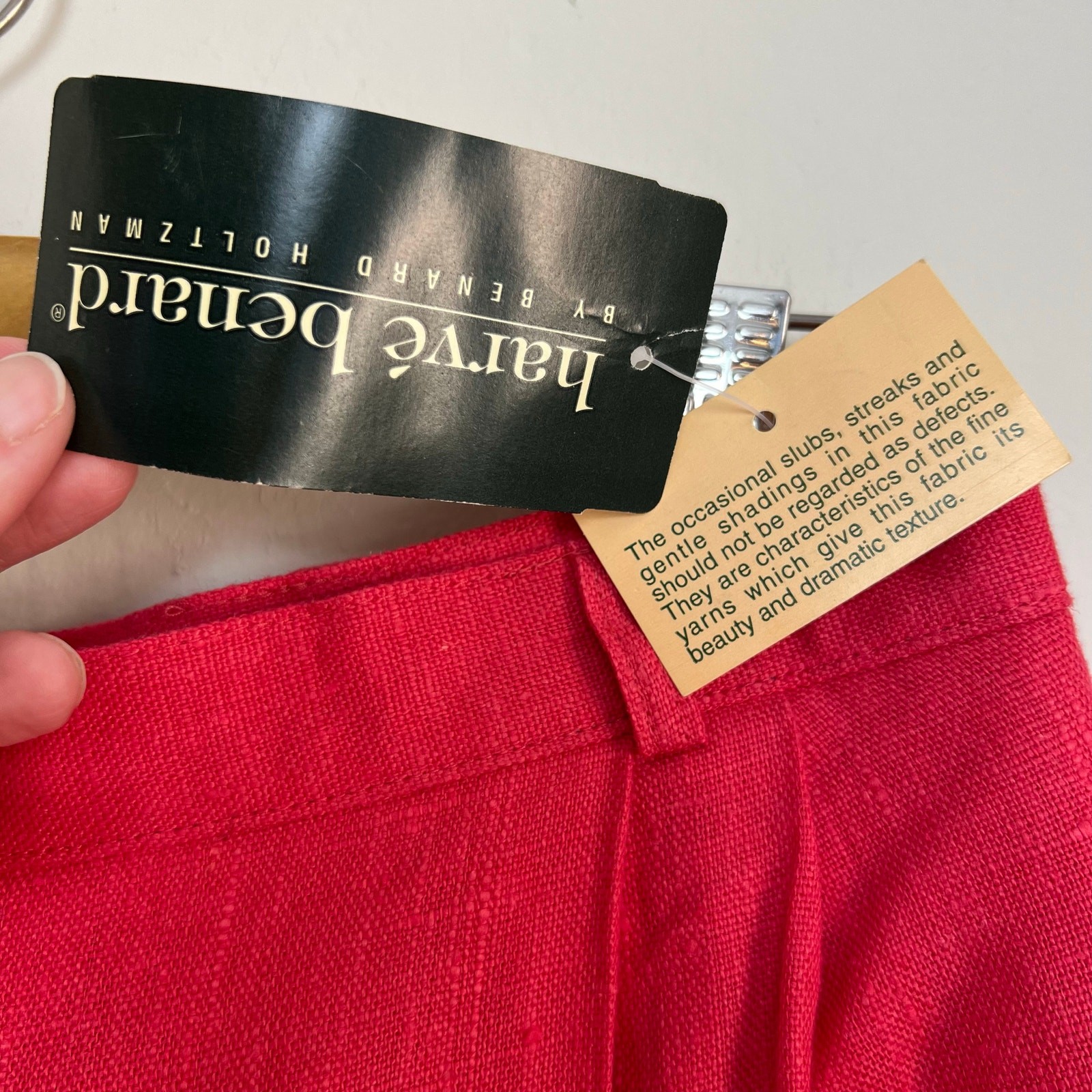 NWT Vintage 90s Harvé Benard Hot Pink 100% Linen High-Waisted Pleated Trousers 8