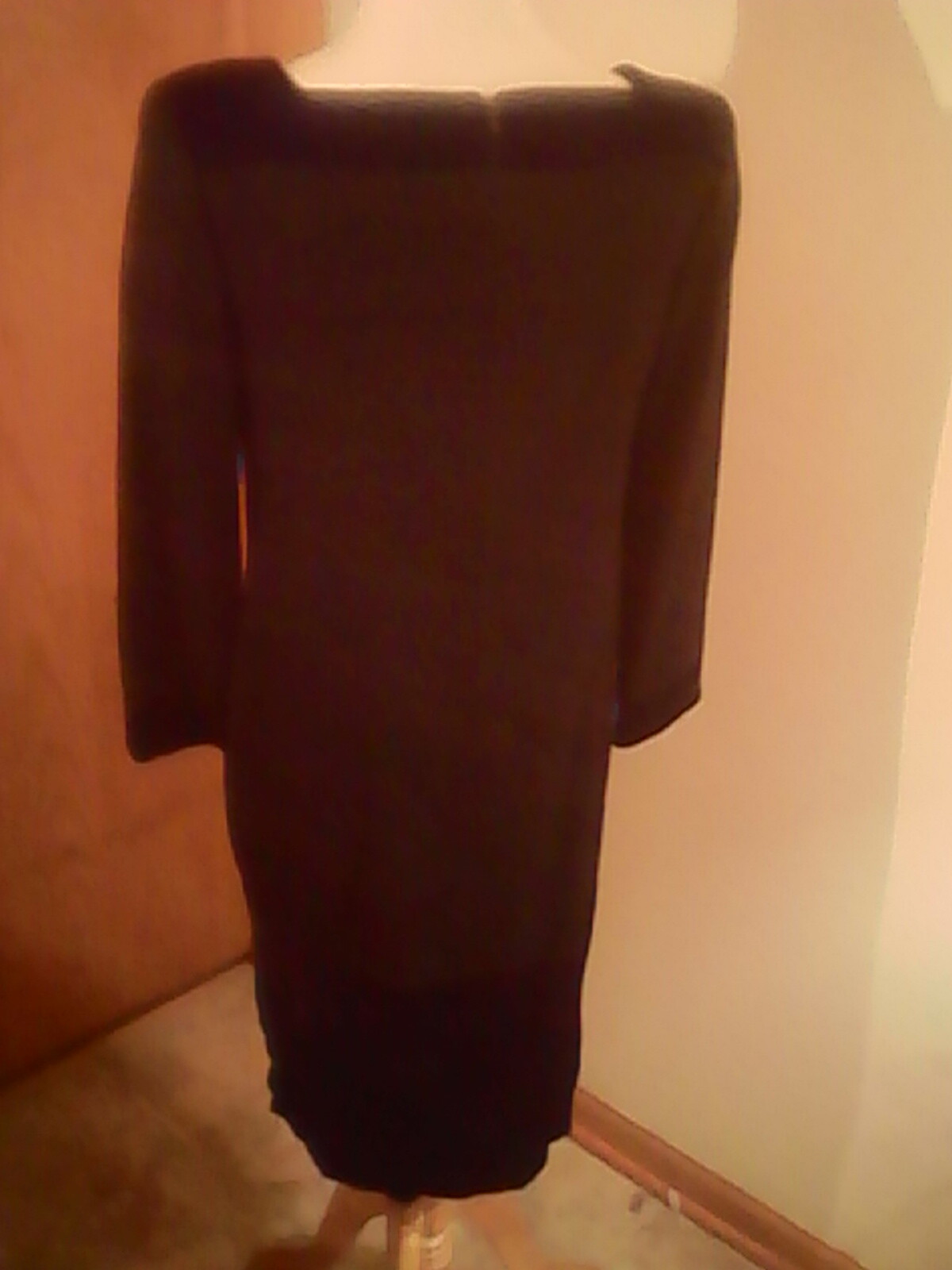 Vintage Julie Duroche Vintage black dress 12 wool velvet trim crystal accent
