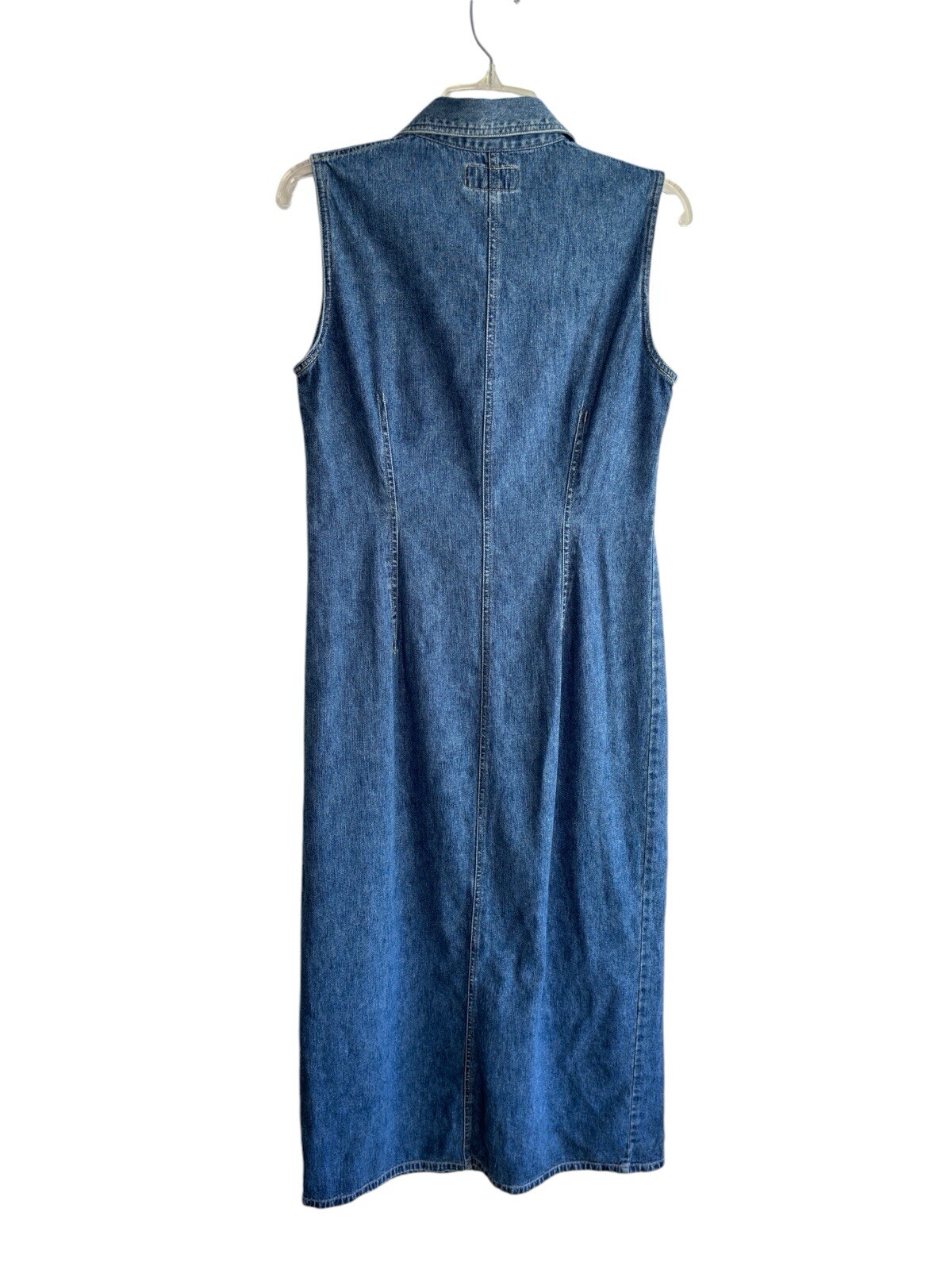 VTG Bill Blass Womens Denim Dress Medium Jumper Sleeveless Maxi Cottagecore 90s