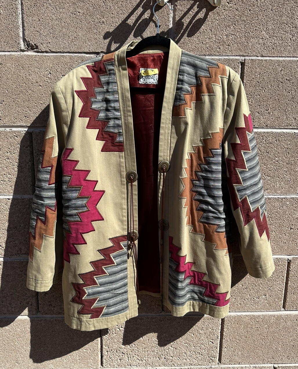 Rare Vintage Girasol Applique Concho Aztec Southwestern Jacket Blazer