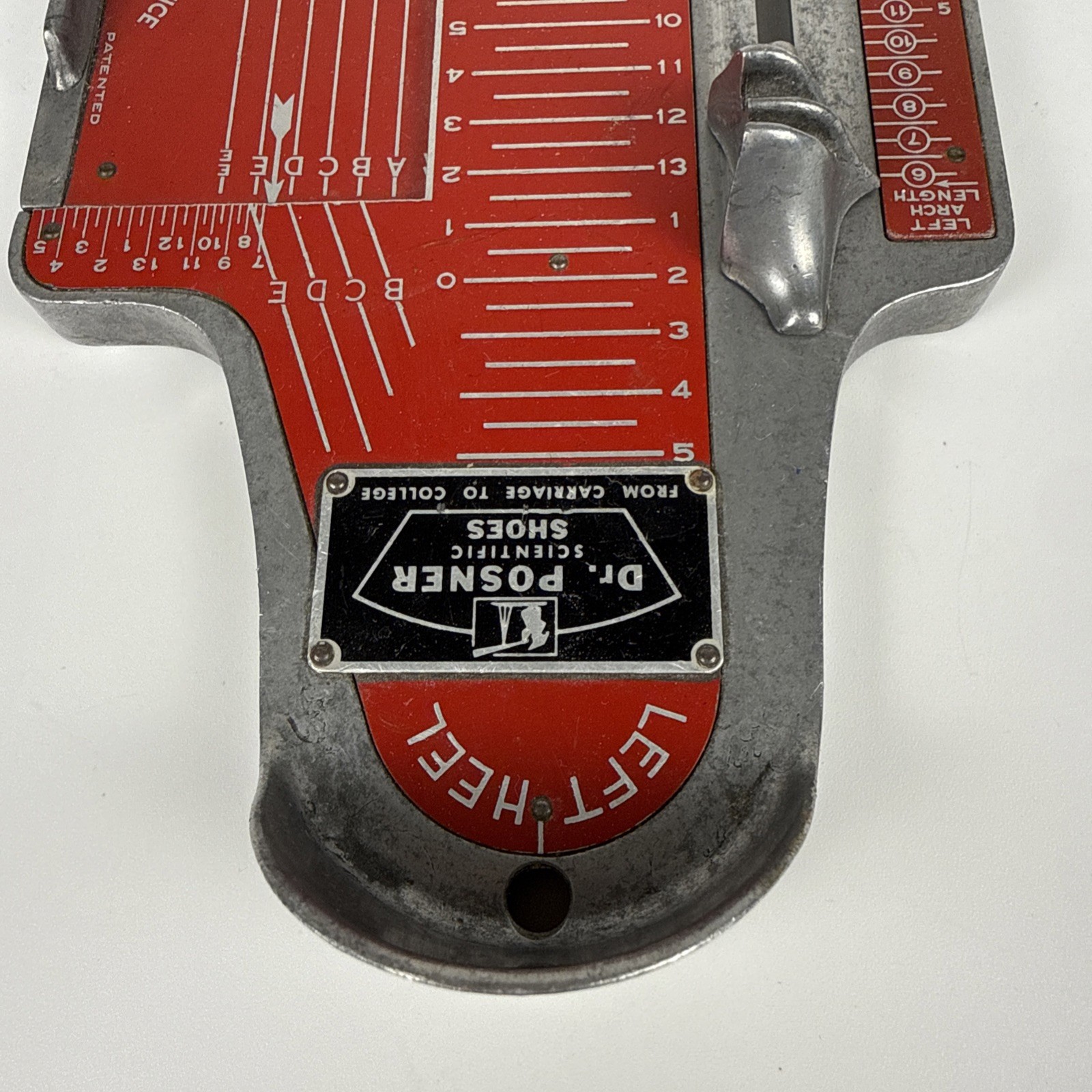 Vintage Dr Posner Shoes Brannock Device Shoe Sizer Metal Measure Scale Red