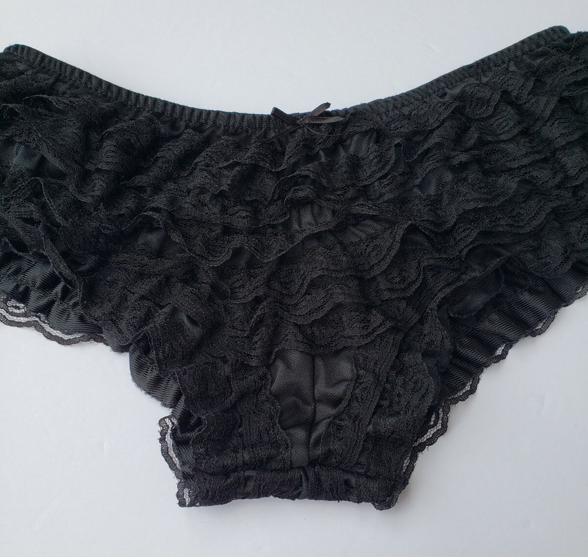 Vintage Hot Topic Black Ruffled Cheeky Panty Size XL Babydoll Glam Rock NEW gift