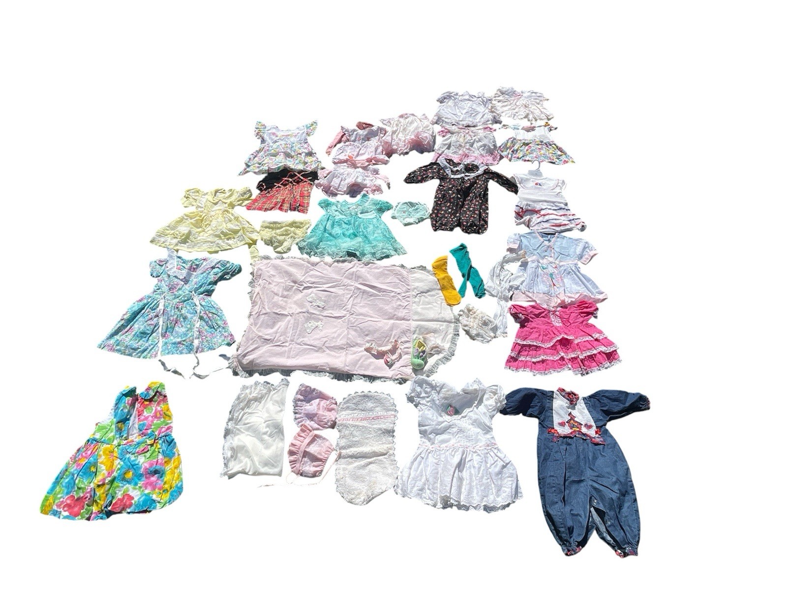 Vintage Baby Clothes Lot True 70s 80s 90s Toddler Youth Girls Frilly HAS SPOTS