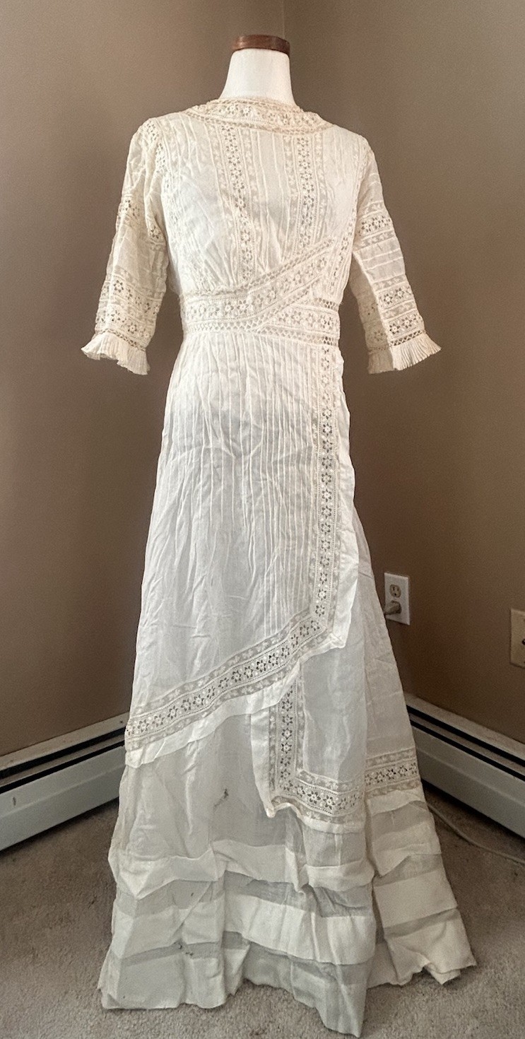 VTG Antique Edwardian 1900’s Lace Dress Sz S Off White BOHO Wedding