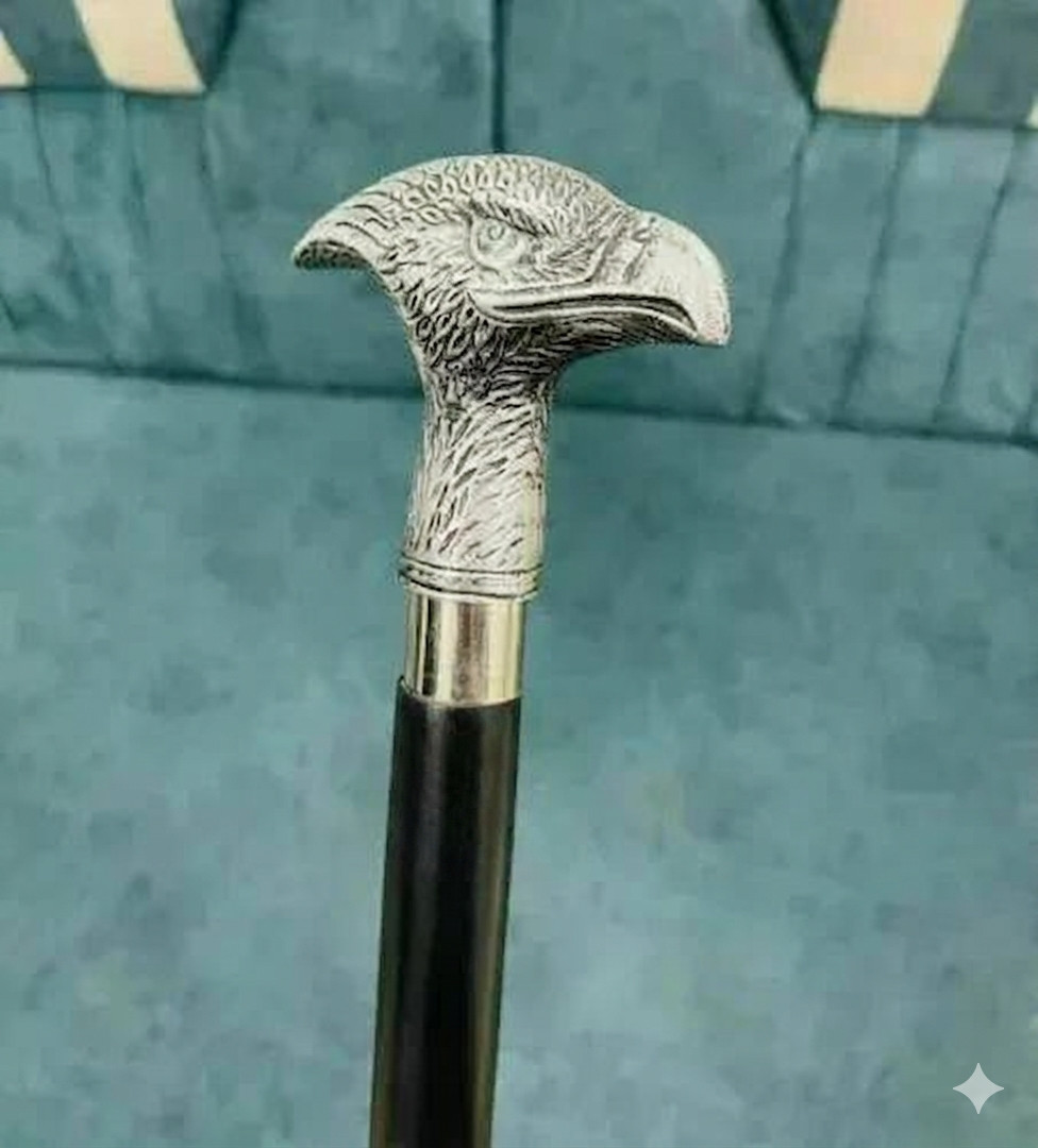 Vintage Eagle Head Brass Handle Wooden Walking Cane Victorian Gift Stick for Men
