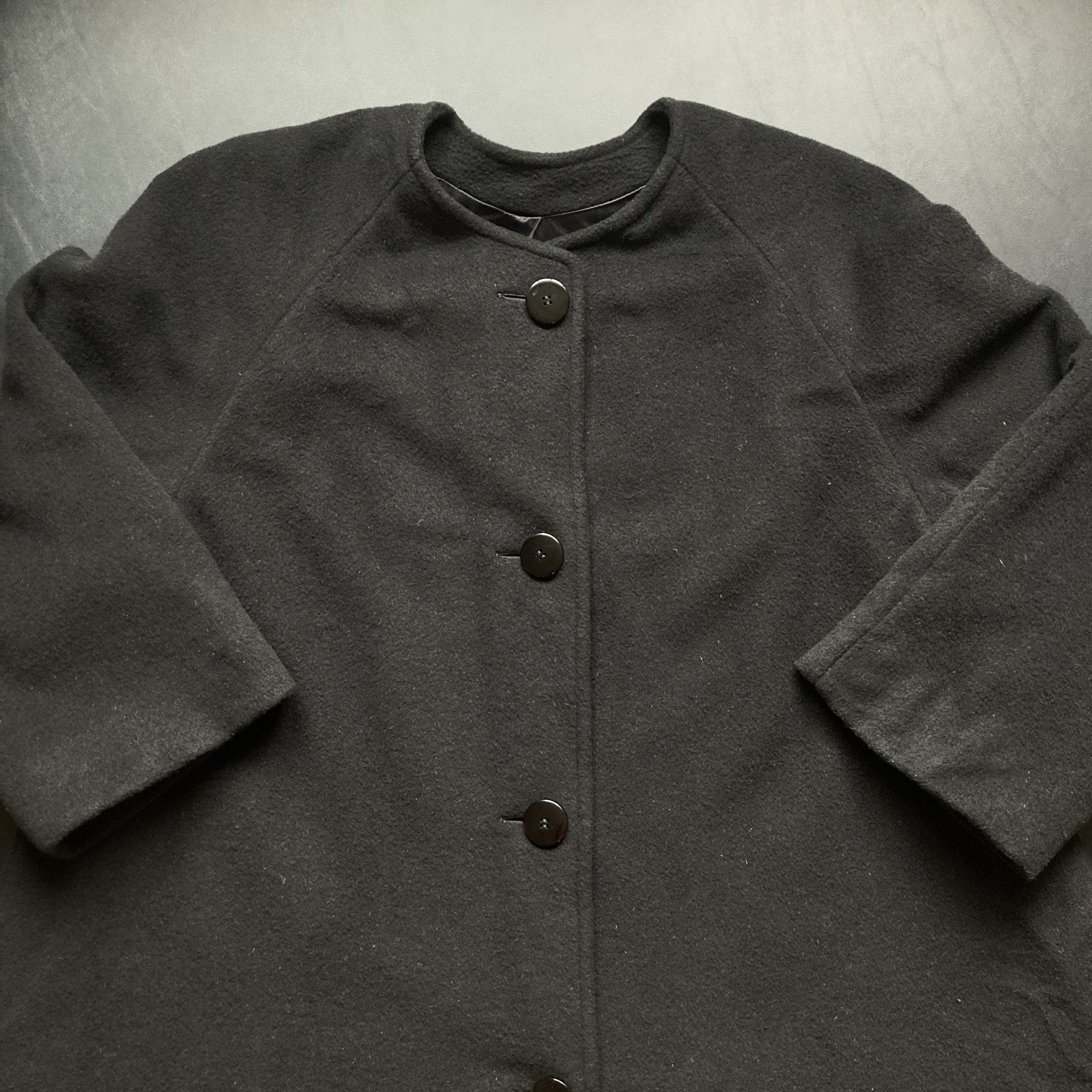 Vintage 50s 60s Regency Cashmere Swing Coat W Scarf Black VTG 1950’s 1960’s