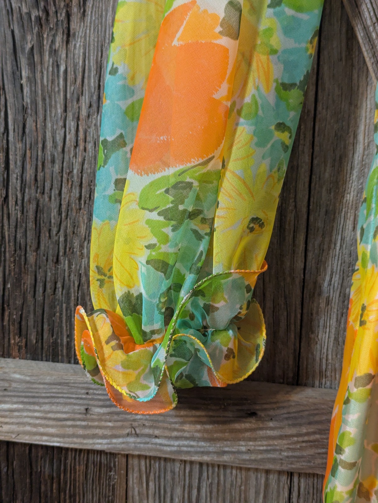 VTG American Nadine 1960/70 Orange Floral Maxi Dress Hippie Retro Boho, SEE PICS