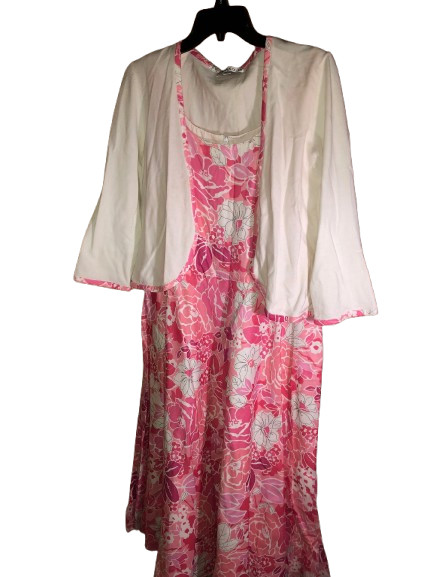 Plaza South Vintage Dress, Size 12, Pink Floral – Pink Ribbon and Cover-Up Incl.